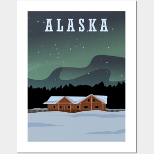 Alaska night aurora Posters and Art